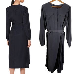 Ted Baker London Aminna Midi Dress Blue SIZE 14-16 US Belted SIZE 6 UK Womens